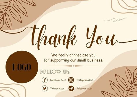 Thank You Card Ideas For Small Business, Thank You Card For Business, Thankyoucard Design Business, Cake Business Plan, Business Thank You Notes, Business Plan Outline, Short Instagram Quotes, Small Business Instagram, Business Packaging Ideas