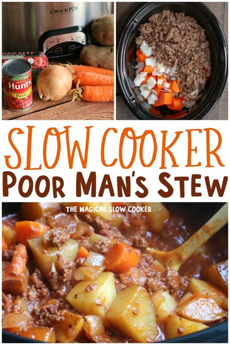 Poor Man's Stew, Poor Mans Stew, Magical Slow Cooker, The Magical Slow Cooker, Carne Guisada, Beef Stew Crockpot, Slow Cooker Beef Stew, Crockpot Dishes, Crock Pot Soup