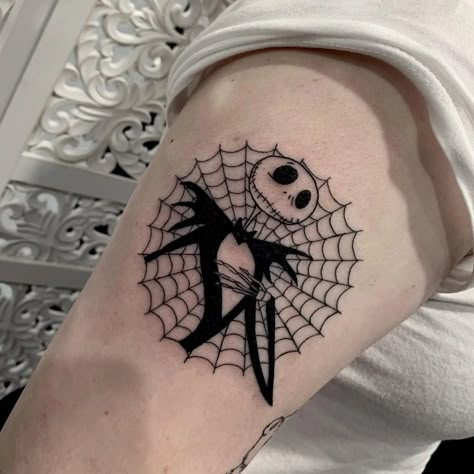 Jack Nightmare Before Christmas Tattoo, Caroline Tattoo Tim Burton, Oggie Boggie Tattoos, Jack The Skeleton Tattoos, Jack Skellington Tattoo Ideas, Halloween Town Tattoo, Edgy Tattoo For Women, Jack Skeleton Tattoo, Tim Burton Flash Tattoo