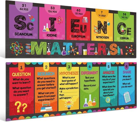 Amazon.com: Fulmoon 2 Pieces Chalkboard Science Bulletin Board Banner Science Classroom Decorations Scientific Method Poster Science Matters Banner for Elementary Middle School Chemistry Lab Wall Decor Supplies : Office Products Science Class Decorations, Chemistry Classroom Decorations, Middle School Science Classroom Decor, School Chemistry Lab, Chemistry Bulletin Boards, Science Room Decor, Exam Wishes Good Luck, Science Bulletin Board, Scientific Method Posters