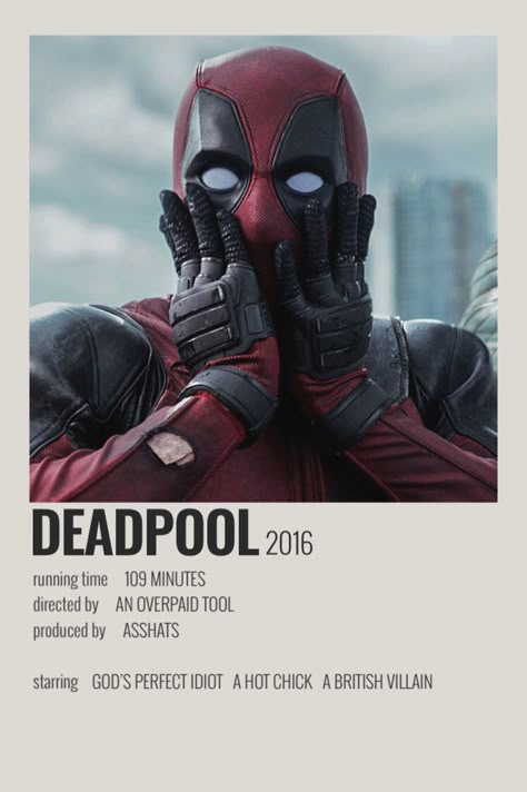 deadpool wallpaper / poster Deadpool Poster, Best Marvel Movies, Polaroid Movie Poster, Movie Challenge, Marvel Movie Posters, Film Polaroid, Gambar One Direction, Avengers Poster, Deadpool Movie