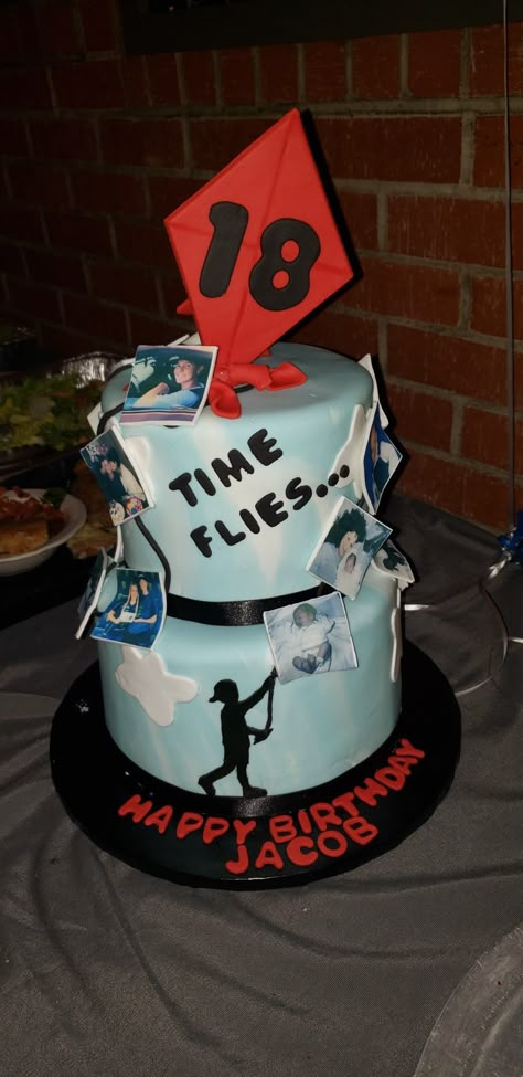 How time flies 18th Birthday cake.  Was a Big Hit at my sons 18th birthday party 18th Birthday Cakes For Men, 18th Male Birthday Party Ideas, Birthday Cake For My Son, 18th Bday Party Ideas Boys, 18th Birthday Cake Boys Ideas, 18th Birthday Cake Male, 18th Boy Birthday Cake, Cakes For 18th Birthday Boys, 18th Birthday Cake Ideas For Boys