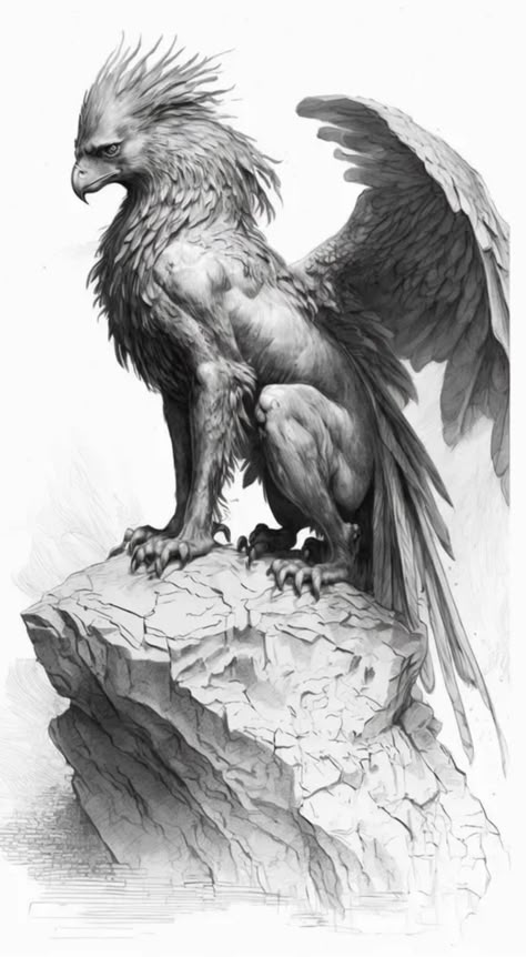 Gryphon Tattoo Design, Griffin Back Tattoo, Greek Mythical Creatures Tattoo, C Tatoos, Griffin Tattoo Design, Greenman Tattoo, Harpy Tattoo, Chimera Tattoo, Griffon Tattoo