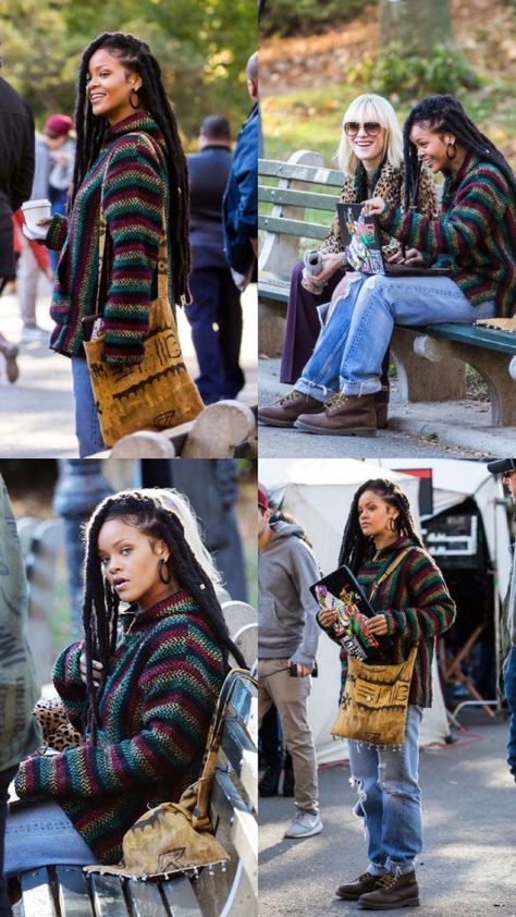 Winter Boho Style Black Women, Bohemian Outfits 2023, Bohemian Fall Outfits Black Women, Boho Black Women Aesthetic Winter, Fall Boho Outfits Black Women, Lauryn Hill Inspired Outfits, Winter Bohemian Outfits Black Women, Bohemian Fashion Black Women, Boho Looks Black Women