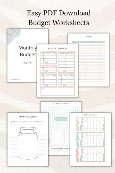 Free! Monthly Budget Worksheets Printable PDF Download. Are you looking for a simple, easy way to get your finances in order? Our free monthly budget worksheets are here to help! These printable sheets allow you to track your income, expenses, and savings to create a budget that works for you. Get organized and take control of your money with these helpful resources. 15 pages and print, cut, and fold envelopes for the envelope method. Budgeting Finances Template Free, Free Budgeting Printables, Budget Goodnotes Free, Single Mom Budget Worksheet, Monthly Budget Printable Free Pdf, Financial Tracker Free Printable, Zero Budget Worksheet Free Printable, Monthly Budget Worksheet Printable Free, Simple Monthly Budget Template