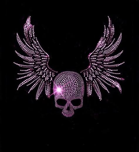 Y2k Skull Design, Y2k Goth Wallpaper, Cute Goth Pfp, Skeleton Wings, Jd And Veronica, Skull With Wings, Rhinestone Designs Templates, Rhinestone Designs Pattern, Rhinestone Skull