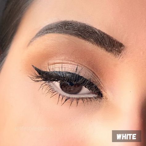 auric beauty Intensiv white Kajal - Serene White White Kajal Makeup Looks, White Kajal Eyes, White Kajal Eye Makeup, White Kajal, Thick Eyeliner, Black Eye Makeup, Indian Eyes, Extreme Beauty, Makeup Looks To Try