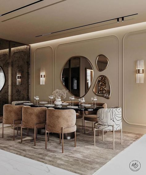 "Innovative Ways to Add a Modern Touch to Your Interior Decor" Dining Room Design Luxury, Dining Area Design, Dining Room Design Modern, Mirror Dining Room, Dinning Room Design, Luxury Dining Room, Home Design Living Room, Luxury Dining, Dining Room Inspiration