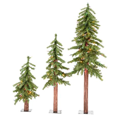 Vickerman 2' 3' 4' Natural Alpine Artificial Christmas Tree Set, Multi-colored LED Lights #Sponsored #Artificial, #sponsored, #Christmas, #Alpine Alpine Christmas Tree, Alpine Christmas, Alpine Tree, Faux Christmas Trees, Rustic Meets Modern, Prelit Tree, Colored Led Lights, Tinsel Tree, Colored Lights