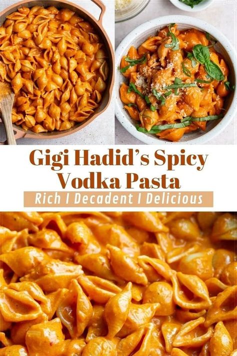 Gigi Hadid's Spicy Vodka Pasta is tender pasta in a rich and creamy tomato sauce with garlic, diced shallot, tomato paste and red pepper flakes. This recipe is so simple and delicious that it has quickly become one of my go-to dishes when I'm craving pasta! It's super easy to make and can be on the dinner table in less than 30 minutes! This Gigi Hadid vodka sauce and pasta is one of those simple recipes that has minimal ingredients, but is just so flavorful and satisfying. Easy Cheap Pasta Recipes, Creative Pasta Dishes, Cheap Pasta, Spicy Vodka Pasta, Red Sauce Pasta Recipe, Spicy Pasta Recipes, Tomato Paste Recipe, Creamy Tomato Pasta, Spicy Pasta