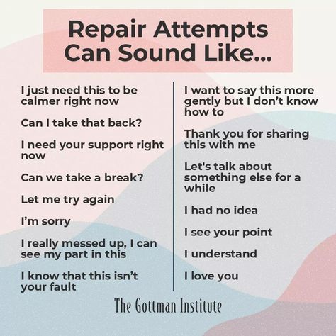 Couples Therapy Communication, Gottman Method, Relationship Repair, Gottman Institute, Getting Back On Track, Marriage Therapy, Relationship Skills, Marriage Ideas, Relationship Lessons