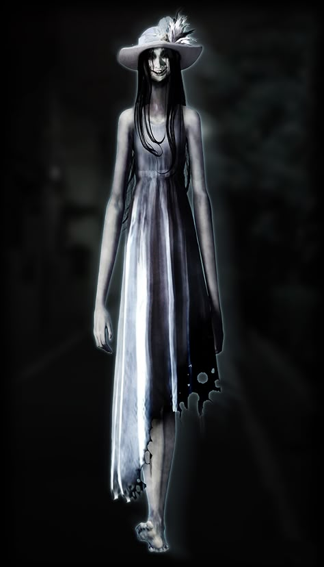 Eight Feet Tall Woman Japanese, Urban Legends Japanese, White Lady Ghost Scary, Hachishakusama Fan Art, Japanese Ghost Art, White Lady Ghost, Tall Monster, Roblox The Mimic, Sinister Smile