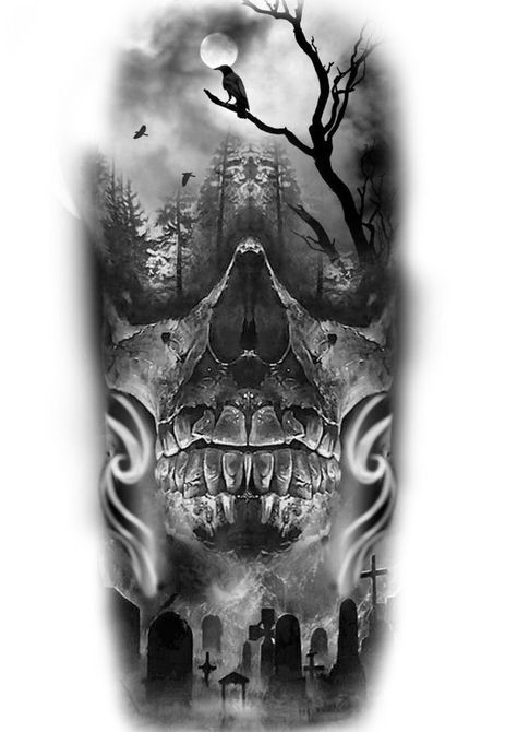 Tattoo Ideas Dark, Men Tattoo Ideas, Dead Tattoo, Evil Skull Tattoo, Skull Art Tattoo, Skull Hand Tattoo, Armband Tattoos, Skull Sleeve Tattoos, Skull Sleeve