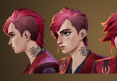 Vi Side Profile, Vi Concept Art, Lol Caitlyn, Tattoo Different, Arcane Character, Vi Cosplay, Ship Fanart, Arcane Art, Vi League Of Legends