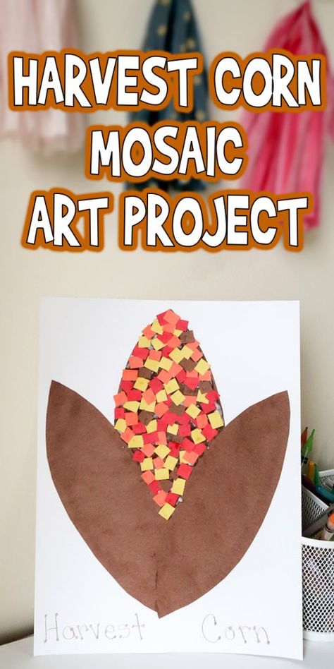 Harvest Corn Mosaic Art Project Preschool Activities Art, Harvest Preschool, Harvest Crafts For Kids, Easy Pumpkin Carving Patterns, Preschool Harvest, Handprint Turkey, Halloween Bunco, Harvest Activities, Thanksgiving Art Projects