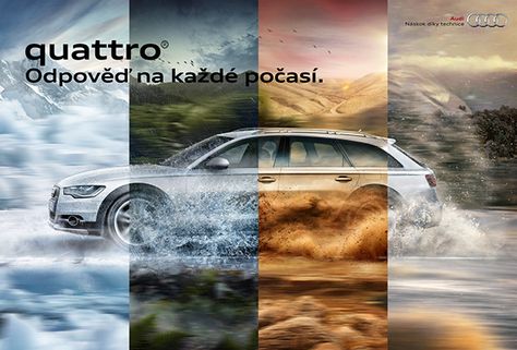 Audi Quattro on Behance Car Ads Design, Oil Ads, Person Eating, Car Print Ads, Print Campaign, Car Advertising Design, Bg Design, Ad Car, Creative Advertising Design