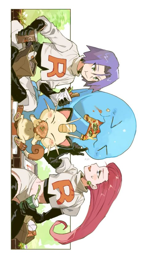 Pokemon Team Rocket Fanart, Pokemon Jessie Fanart, Team Rocket Tattoo, Meowth Wallpaper, Jessie And James Fanart, Team Rocket Wallpaper, Team Rocket Fanart, Pokemon Jessie And James, Fluffy Pokemon