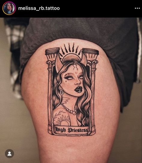 High Priestess Tattoo, Priestess Tattoo, Victorian Tattoo, Priestess Tarot Card, The High Priestess Tarot, High Priestess Tarot, Tarot Tattoo, Tarot Card Tattoo, The High Priestess