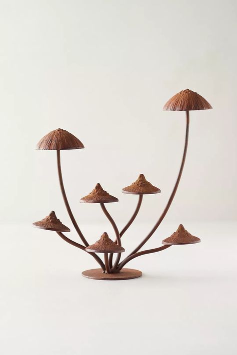 Iron Mushroom Tabletop Decor | Anthropologie Swag Wreath, Glass Cloche, Mushroom Decor, Tabletop Decor, Mushroom Art, Creative Living, Hand Poured Candle, Faux Plants, Tray Table