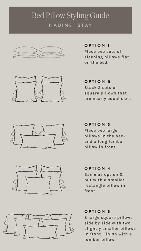 Pillow Arrangements For Queen Bed, Bed Set Up Layout Pillows, Double Bed Cushions Arrangement, Pillow Arrangement On Bed Twin, Throw Pillows Bedroom Arrangement, Pillow Placement On Bed, Bedding Pillows Arrangement, Apt Bed, How To Make A Bed Like A Designer