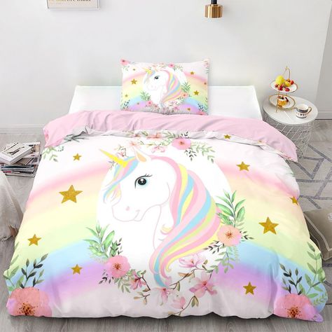 Decalsweet Unicorn Duvet Cover Set for Girls,Rainbow Pink Flower Bedding Set for Kids Children,Soft Breathable Quilt Cover with Pillowcase,Single,2 pcs Brand: Decalsweet 5.0 5.0 out of 5 stars Unicorn Quilt, Kids Duvet, Cute Bedding, Kids Duvet Cover, Flower Bedding, Single Duvet Cover, Girl Rainbow, Duvet Bedding Sets, Garden Bedding