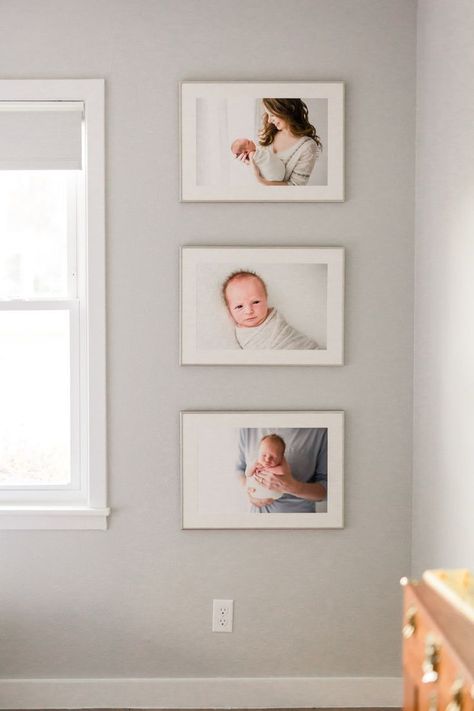 Photo Gallery Wall, Portrait Collage, Baby Picture Frames, Displaying Photos, Newborn Nursery, Photo Wall Gallery, Modern Gallery Wall, Gallery Wall Inspiration, Gallery Wall Living Room