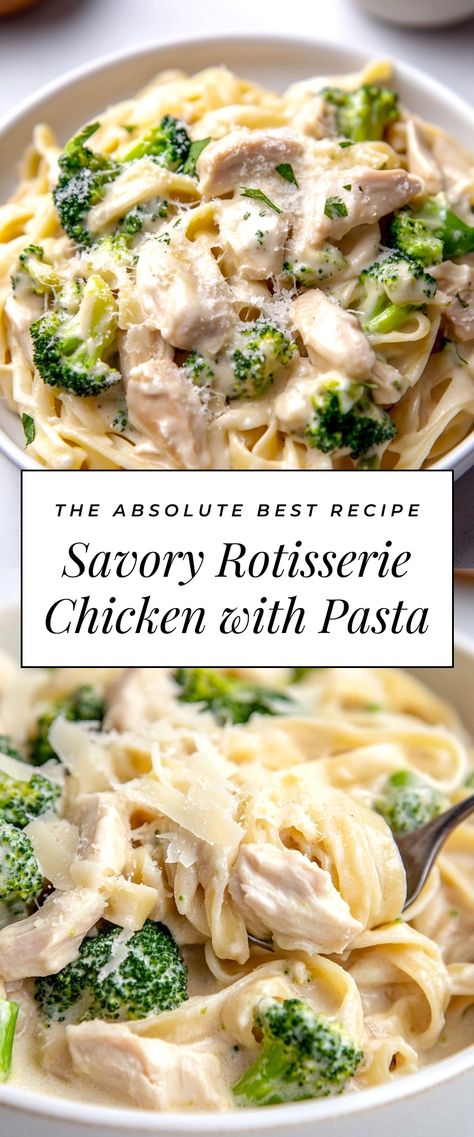 Image for Savory Rotisserie Chicken with Pasta Dinner Idea With Rotisserie Chicken, Rotisserie Chicken Recipes Leftover Gluten Free, Pasta With Shredded Chicken, Rotisserie Chicken And Pasta Recipes, What To Do With Shredded Chicken, Rotisserie Chicken Lunch Ideas, What To Make With Leftover Chicken, Dinner Recipes Rotisserie Chicken, Meal With Rotisserie Chicken