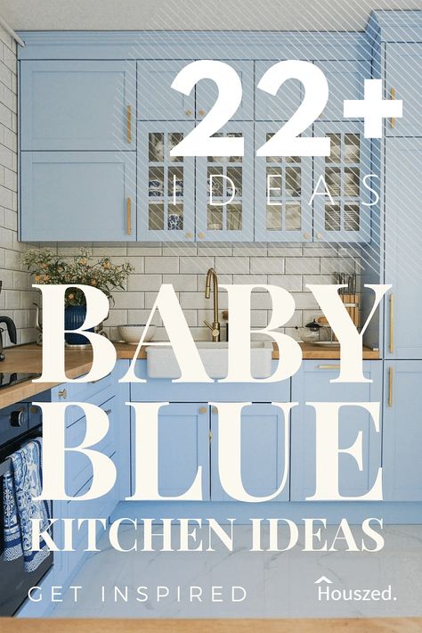 Get inspired with our BABY BLUE KITCHEN IDEAS. Our images will help take your kitchen décor and design ideas to the next level...trust Houszed #babybluekitchenideas #babybluekitchencabinetideas #babybluekitchencupboardideas #babybluekitchencabinet #babybluekitchen #babybluekitchencabinets #babybluekitchencabinetsmodern Baby Blue Kitchen Cabinets, Light Blue Kitchen Island, Baby Blue Kitchen, Light Blue Backsplash, Blue And White Kitchen Cabinets, Blue Kitchen Paint, Blue Tile Backsplash Kitchen, Dark Blue Kitchen Cabinets, Baby Blue Paint