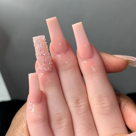 Nude Coffin Nail Ideas, Long Simple Acrylic Nails, Nude Square Acrylic Nails, Nail Inspo Long Square, Nude Acrylic Nails With Design, Long Square Acrylic Nails Designs, Nude Pink Acrylic Nails, Long Acrylic Nails Square, Nude Square Nails