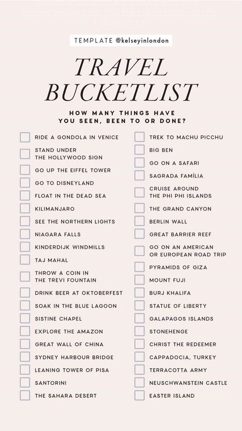 Travel Bucket List Instagram Story Template by @kelseyinlondon #InstaTemp #StoryTemp #InstagramStory #InstagramStoryTemplate #InstagramTemplate #StoryTemplate #Travel #BucketList #TravelBucketList #Checklist The Bucket List, Utah Hikes, Utah Travel, Vacation Tips, Backpacking Europe, Travel Checklist, Destination Voyage, Bucket List Destinations, Summer Bucket Lists