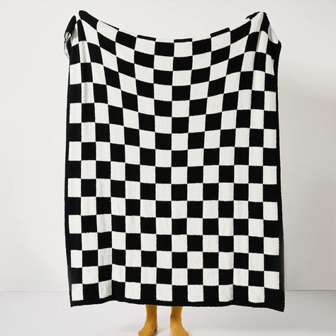 YIRUIO Throw Blankets Checkered Grid Chessboard Gingham Warmer Comfort Reversible Shaggy Cozy Decor for Home Bed Couch Couch (Black, 51''x63'') Couch Black, Sofa Room, Geometric Blanket, Textured Blankets, Warm Throw Blanket, Comfort Blanket, Bed Couch, White Blanket, Checkerboard Pattern