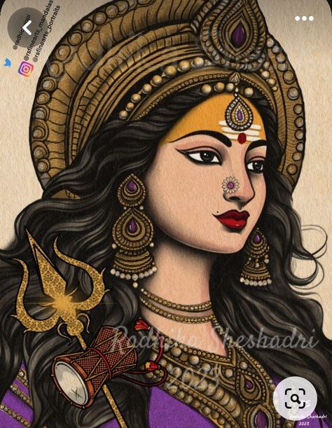 Easy Mandala Drawing, God Artwork, Durga Painting, Pencil Sketch Images, Getting A Tattoo, Beautiful Art Paintings, Goddess Artwork, Indian Art Paintings, Goddess Art