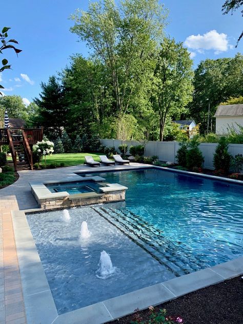 Nanuet Landscape Construction - Modern - Pool - New York - by Solicito and Son Landscape Contracting | Houzz Kleiner Pool Design, Simple Pool, Rectangle Pool, Dream Backyard Pool, Piscina Interior, Pools Backyard Inground, Small Swimming Pools, Pool Landscape Design, Small Pool Design