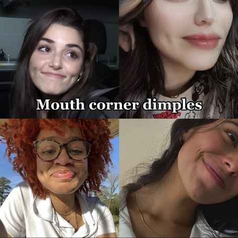 Chin Dimple Women, Deep Dimples Aesthetic, Aesthetic Dimples, Types Of Dimples, Downturned Smile, Smile With Dimples, Strong Cheekbones, Types Of Smiles, Describe Characters