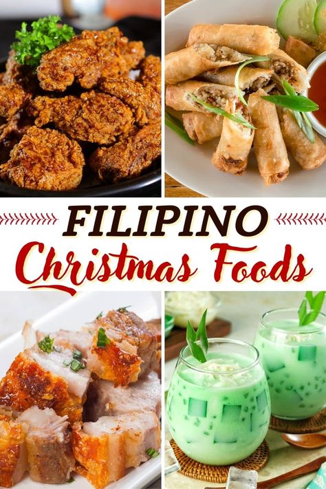 With these delicious and traditional Filipino Christmas foods, this year's Noche Buena (Christmas Eve Dinner) will be better than ever. Christmas Noche Buena Ideas, Pilipino Food For Christmas, Christmas Food Philippines, Christmas Noche Buena Food, Pinoy Noche Buena Foods, Christmas Asian Food, Pinoy Party Food Ideas, New Year Filipino Food Ideas, Filipino Thanksgiving Recipes