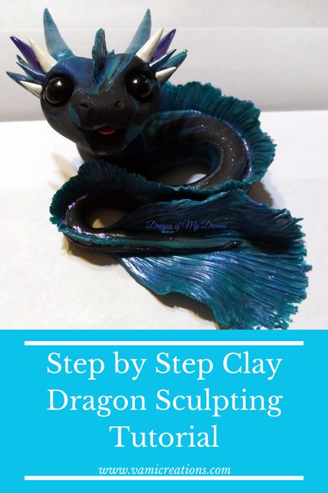 Wanting to learn how to sculpt a clay dragon? Have no idea where to start? April of Dragons of My Dreams walks you through how to create a sea dragon in this step by step sculpting tutorial. #claydragontutorial #sculptingtutorial #claydragons #tutorials Clay Tutorials Step By Step, Polymer Clay Dragon Tutorial, Reptile Crafts, Polymer Dragon, Dragon Clay, Diy Dragon, Polymer Clay Dragons, Garden Creatures, Dragon Moon