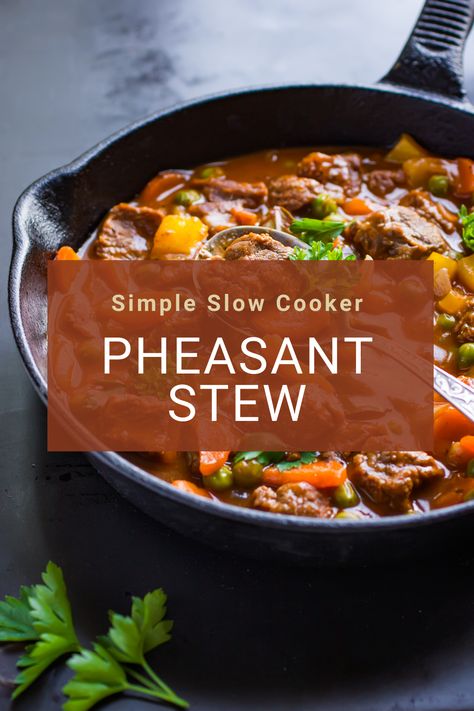 Simple Slow Cooker Pheasant Stew:: One of my favorite recipes is pheasant stew, simmering in a stew of rice and vegetables, poured over a couple of fluffy biscuits. Dove Stew Recipe, Grouse Stew Recipe, Pheasant Stew Recipes, Pheasant Casserole Recipes, Pheasant Stew Slow Cooker, Dutch Oven Pheasant Recipes, Pheasant In Crockpot, Pheasant And Rice Recipes, Pheasant Instant Pot Recipe