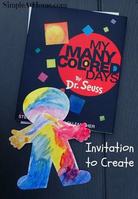 Invitation to create with My Many Colored Days by Dr. Seuss Color Emotions Activity, Colour Inquiry Kindergarten, Emotions Theme Preschool Art, Preschool Emotions Art, Dr Seuss Sleep Book Preschool Activities, Dr Seuss Painting Ideas, Feelings And Emotions Art Preschool, Feelings Art Project For Preschool, Emotion Lesson Plans For Toddlers