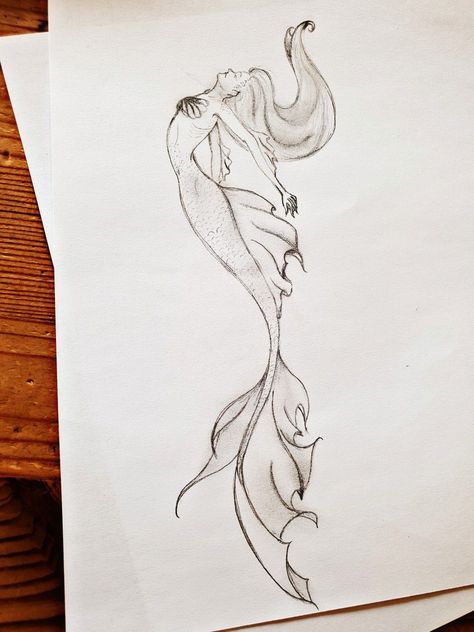 David Delamare Mermaids, Goddess Art Sketch, Mermaid Underwater Drawing, Mystical Creatures Tattoo Ideas, Mystical Creatures Sketches, Mystical Drawing Ideas, Mermaid Swimming Drawing, Siren Tail Drawing, Drawing Mermaid Sketches