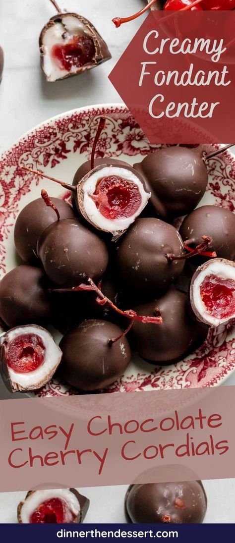 Cherry Chocolates Homemade, Homemade Cherry Cordials, Cordial Cherries Recipe, Homemade Chocolate Covered Cherries, Cherry Chocolate Desserts, Cherry Cordial Recipe, Candied Cherries Recipe, Cherry Chocolate Recipes, Dried Cherry Recipes