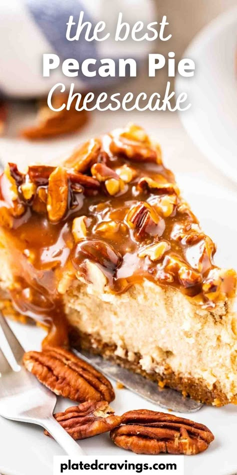 Caramel Pecan Cream Cheese Pie, Caramel Nut Cheesecake, Caramel Pecan Topping For Cheesecake, Pecan Pie Cheesecake Topping, Pecan Cheesecake Topping, Pecan Crust For Cheesecake, Cheesecake With Pecan Topping, Maple Pecan Cheesecake Recipe, Pecan Praline Topping For Cheesecake