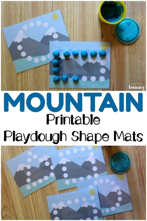 Help little ones practice fine motor skills and recognizing basic shapes with these fun printable mountain playdough shape mats for kids! #preschool #finemotor #kidsactivities #prek #homeschool #homeschooling Mountain Activities For Kids, Playdough Shape Mats, Mountain Crafts For Kids, Preschool Playdough Mats, Landforms Activities, Preschool Playdough, Prek Homeschool, Mountain Animals, Mountain Crafts