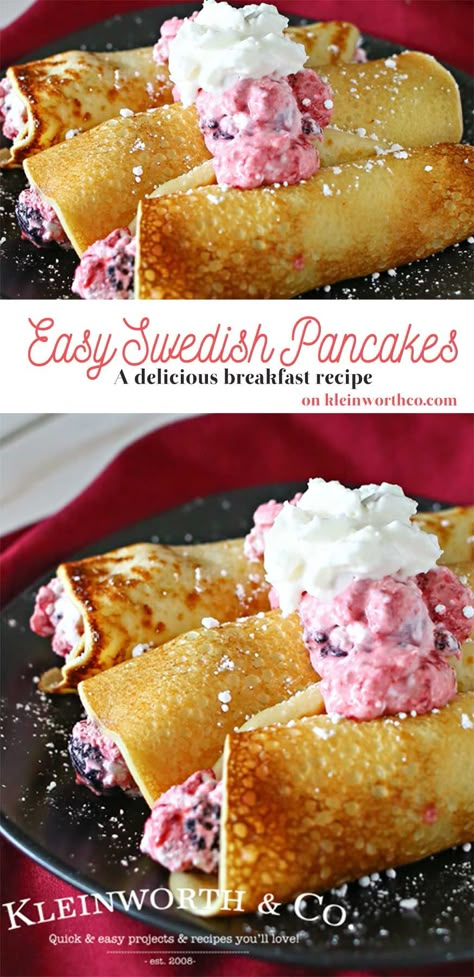 Valentine Breakfast Ideas, Swedish Pancakes, Crepes And Waffles, Baking Breakfast, Swedish Food, Savory Cakes, Swedish Recipes, Easy A, 3 Eggs