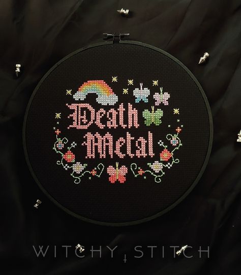 Metal Cross Stitch, Gothic Cross Stitch, Gothic Cross, Gothic Crosses, Rainbow Butterfly, Metal Cross, Cross Stitch Funny, Cross Stitch Ideas, Embroidery Craft