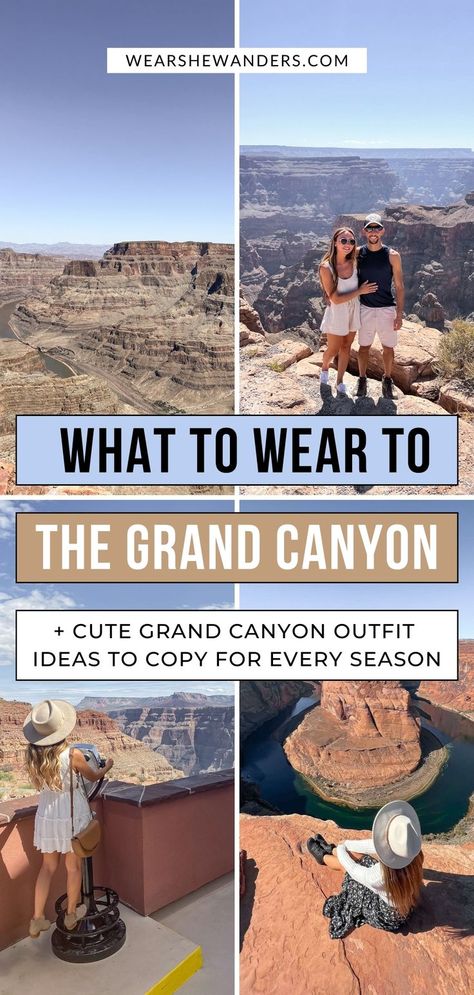 Cute Grand Canyon outfit ideas - travel outfits for women Grand Canyon Outfit Summer, Arizona Outfit Ideas, Grand Canyon Instagram, Arizona Travel Outfits, Canyon Outfit, Grand Canyon Outfit, Grand Canyon Pictures, Arizona Outfits, Arizona Travel Guide