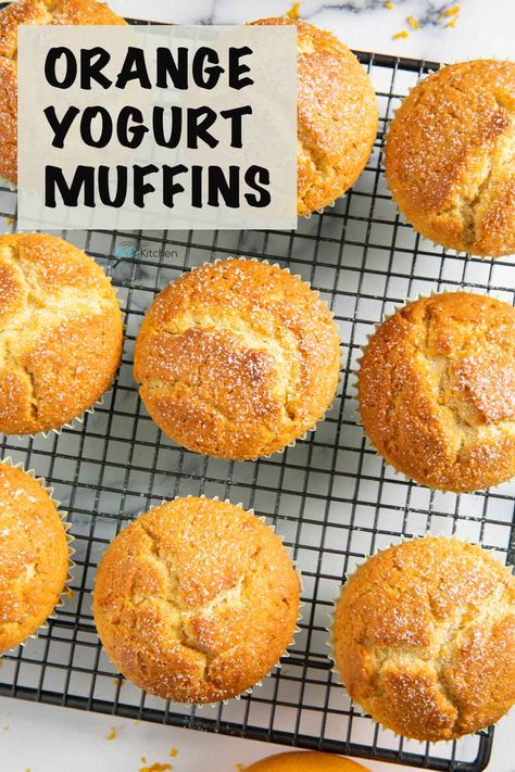 These Orange Yogurt Muffins with oil are excellent for breakfast or snacks! Soft and deliciously 'orangey' in every bite, you'll surely reach for another piece! Orange Yogurt Muffins, Orange Muffins Recipes Healthy, Breakfast With Oranges, Yoghurt Muffins Recipe, Snacks With Oranges, Yogurt Muffin Recipes, Yoghurt Cupcakes, Orange Recipes Healthy, Orange Muffins Recipes