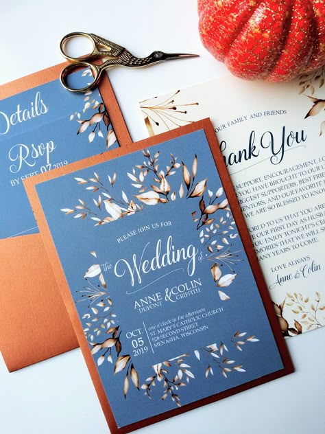 Rust And Dark Blue Wedding, Light Blue And Copper Wedding, Copper And Dusty Blue Wedding, Small Classic Wedding, Terracotta And Dusty Blue Wedding, Dusty Blue And Rust Wedding, Copper And Blue Wedding, Dusty Blue Fall Wedding, Sky Blue Theme