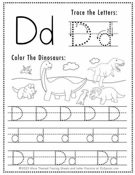 D Tracing Worksheet, Letter D Tracing, D Worksheet, Tracing Letters Preschool, Letter Tracing Printables, Letter D Worksheet, Letter D Crafts, Free Printable Alphabet Worksheets, Letter Worksheets For Preschool