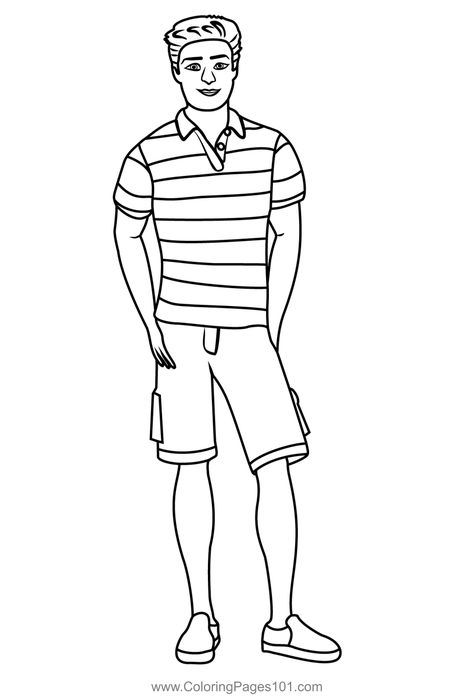 Ken From Barbie Life In The Dreamhouse Coloring Page Barbie And Ken Coloring Pages, Ken Barbie Drawing, Ken Coloring Pages, Barbie Ken Doll, Ken Drawing, Ken From Barbie, Barbie Ken, Ken Barbie, Monsters Inc Baby Shower