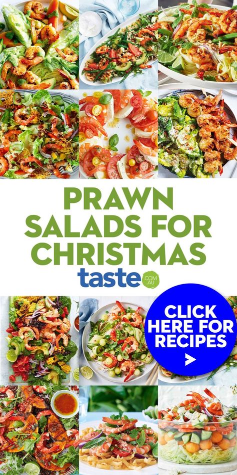 Cooked Prawn Recipes, Cocktail Salad, Seafood And Pasta, Prawn Pasta, Christmas Salad, Prawn Salad, Refreshing Salads, Christmas Salads, Christmas Sides